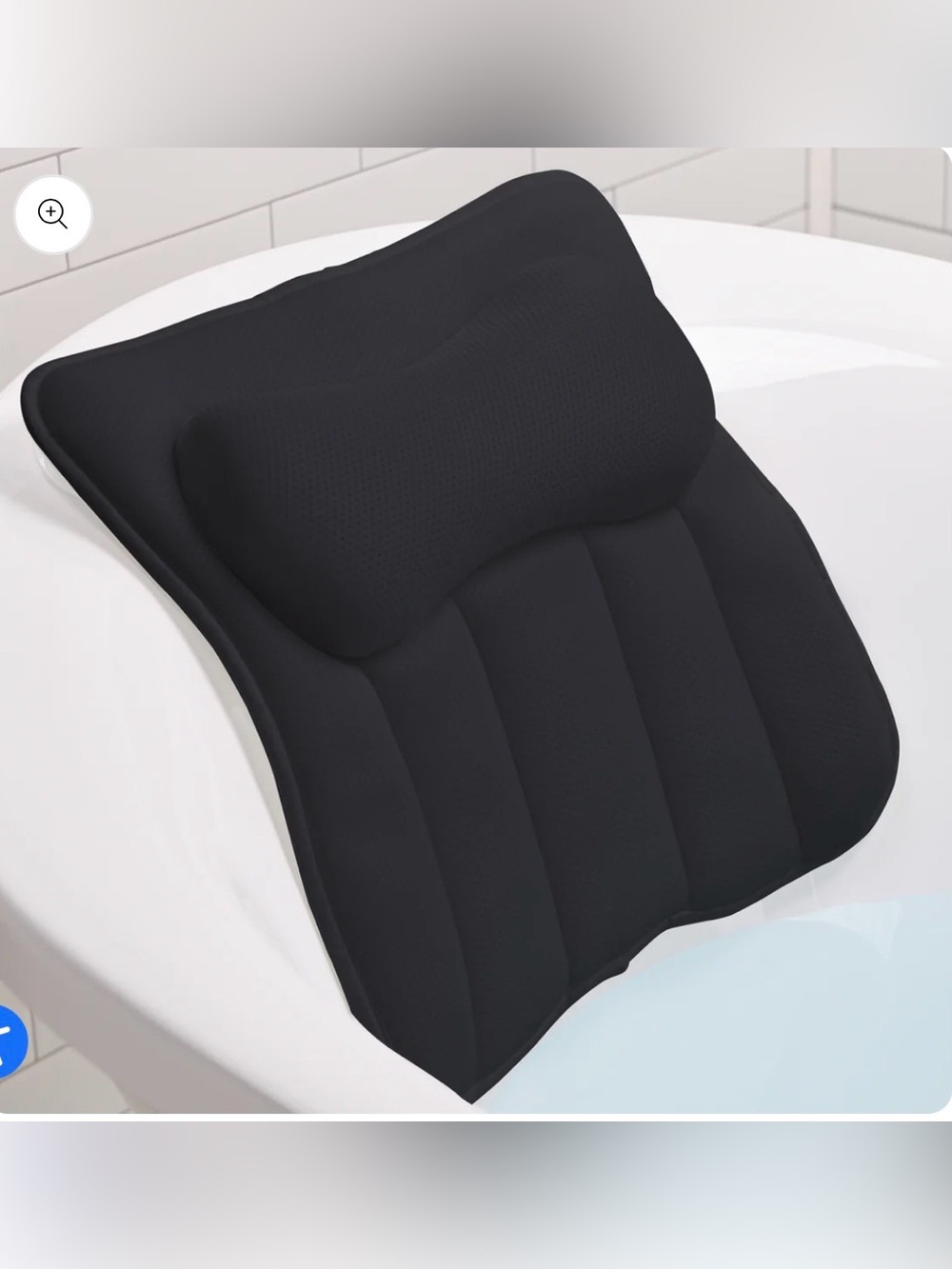 Gorilla Grip Black Mesh Bath Pillow - Comfortable Neck & Back Support